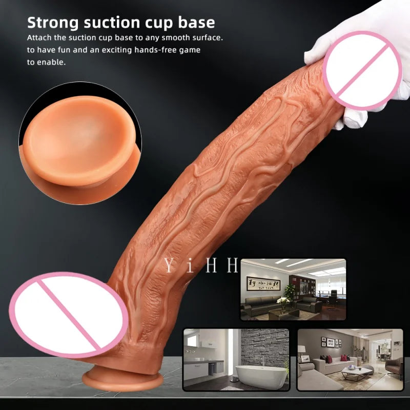 43cm Long Silicone Dildo Realistic Large Fake Penis Sex Toy For Men Women With Thick Stiff Cock Real Dong Powerful Suction Cup