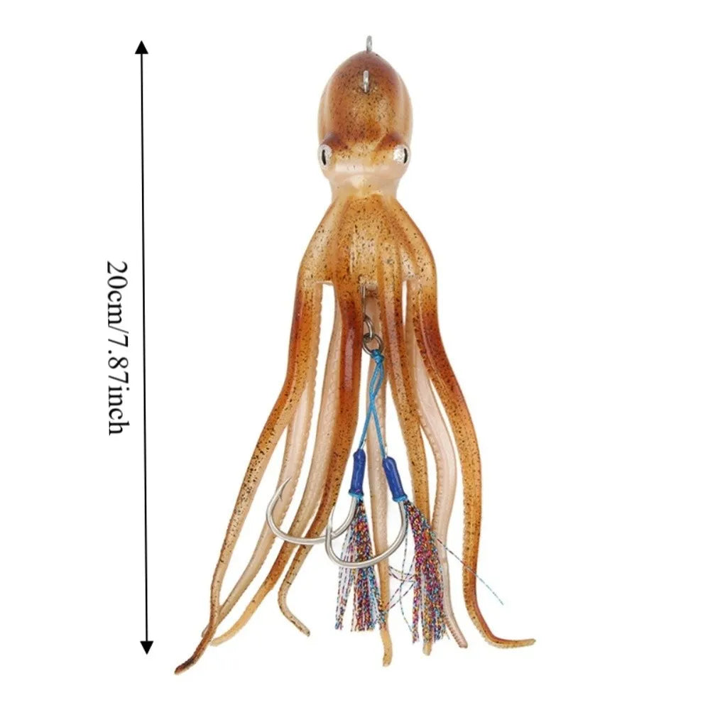 250gr-20CM  Ocean Fishing Portable Simulation Octopus Lures Soft TPE Octopus Jig 250g with 10 Ink Tablets Octopus Swimbait Ocean Fishing