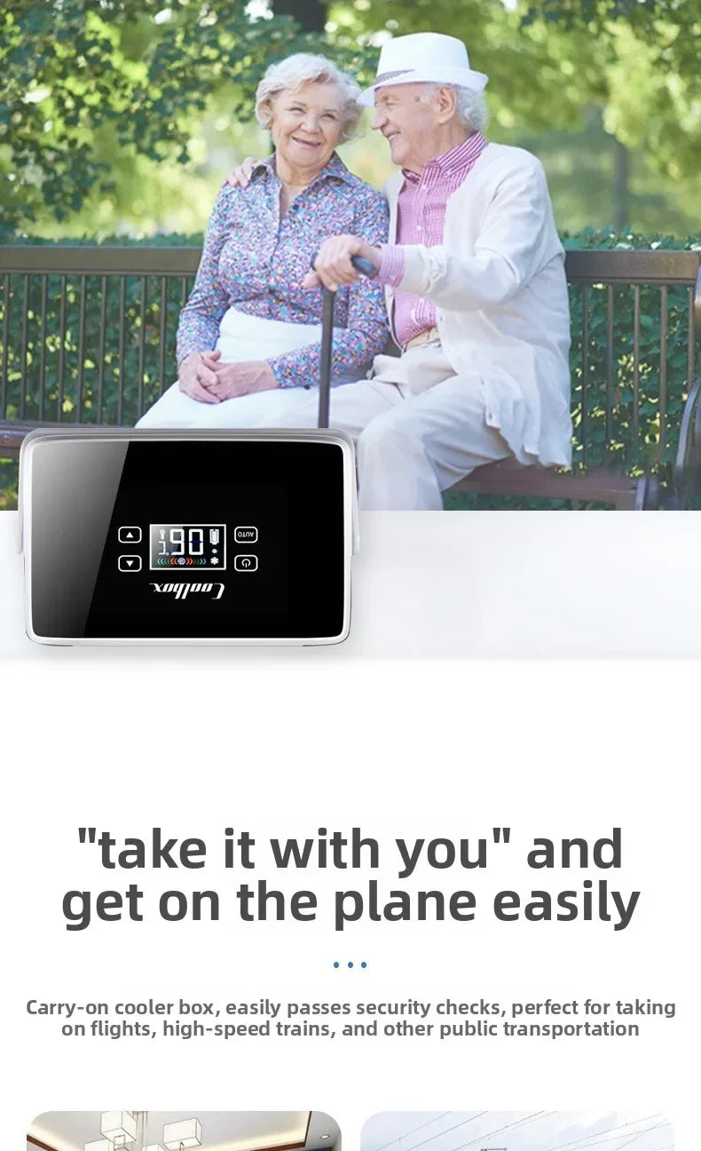 Home Outdoor Travel Car Train Airplane Dual Use Insulin Injections Cooler Fridge USB Rechargeable and Plug Portable Constant Temperature Medicine Storage Pills Case Medicines Cooler Refrigerator