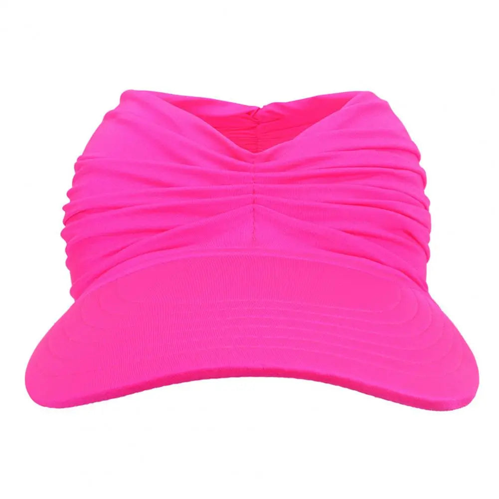 NEW Arrivals 13 Colors Women Female Sun Hat Pleats Sun Foldable Solid Color Wide Brim Anti Sun Cap Sweat Absorb High Stretch Summer Beach Swimming Accessories Girls Ladies Summer Casual Apparel Supplies