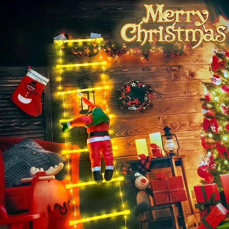 LED Father Christmas Ladder Lights Christmas Tree Hanging Strip Light Outdoor Window Garden Christmas Decoration Ladder Lights