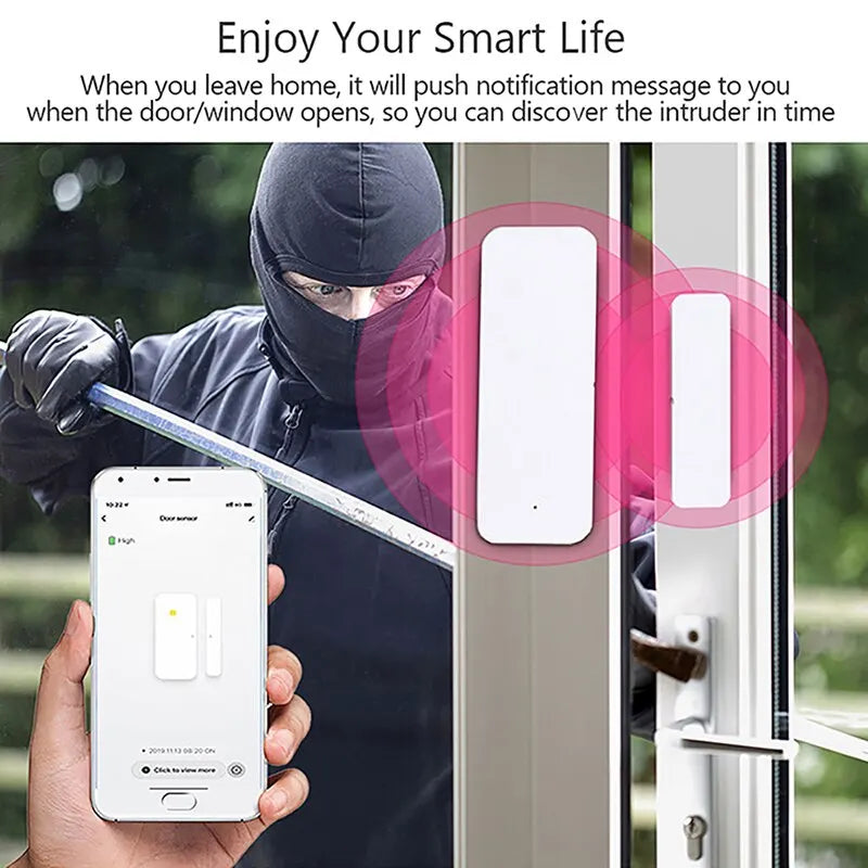 Smart WiFi Door Sensor Door Open/Closed Detector Home Alarm Security Protection Smart Life Control Via Alexa Google Home