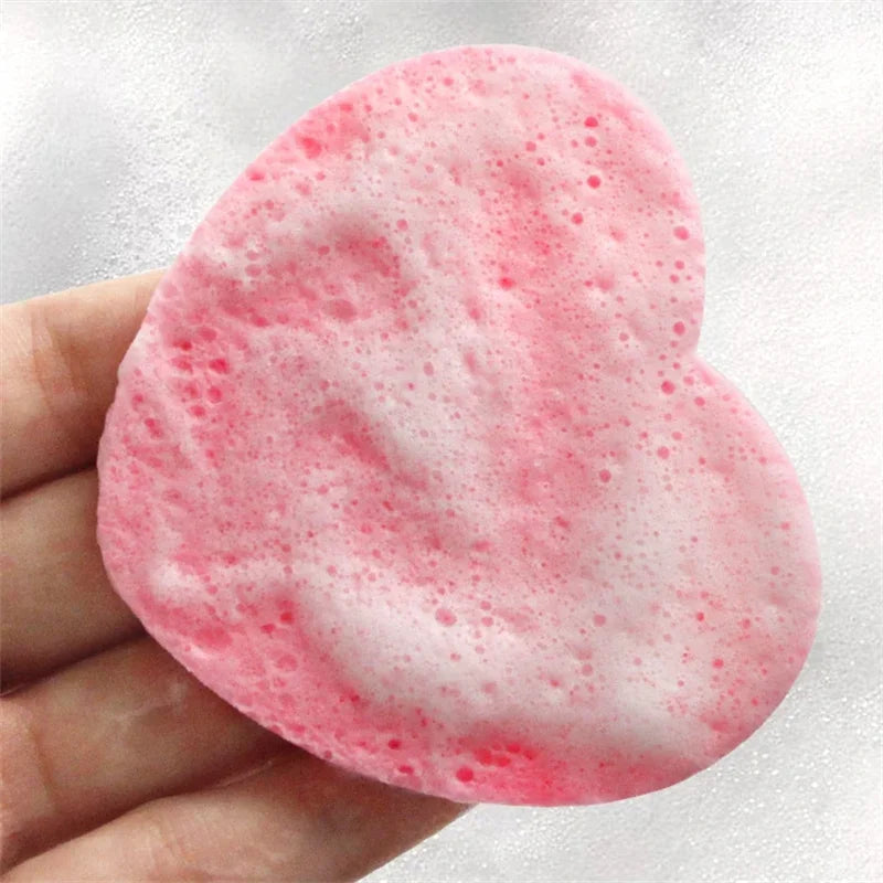 NEW Arrivals 50/100 PCS Set Reusable Facial Sponges Pad Heart Shape Compressed Facial Natural Facial Cleansing Pads Exfoliating For Cleansing ﻿Women Cosmetic Accessories