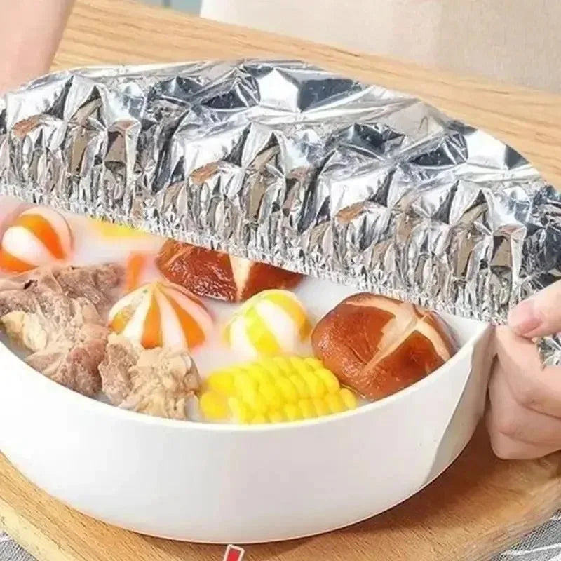 300 PCS Set Home Travel Camping Picnic Aluminum Foil Bowl Wraps Cover Kitchen Food Preservation Wraps Reusable Aluminum Foil Film Covers Food Fresh-Keeping Insulation Bags