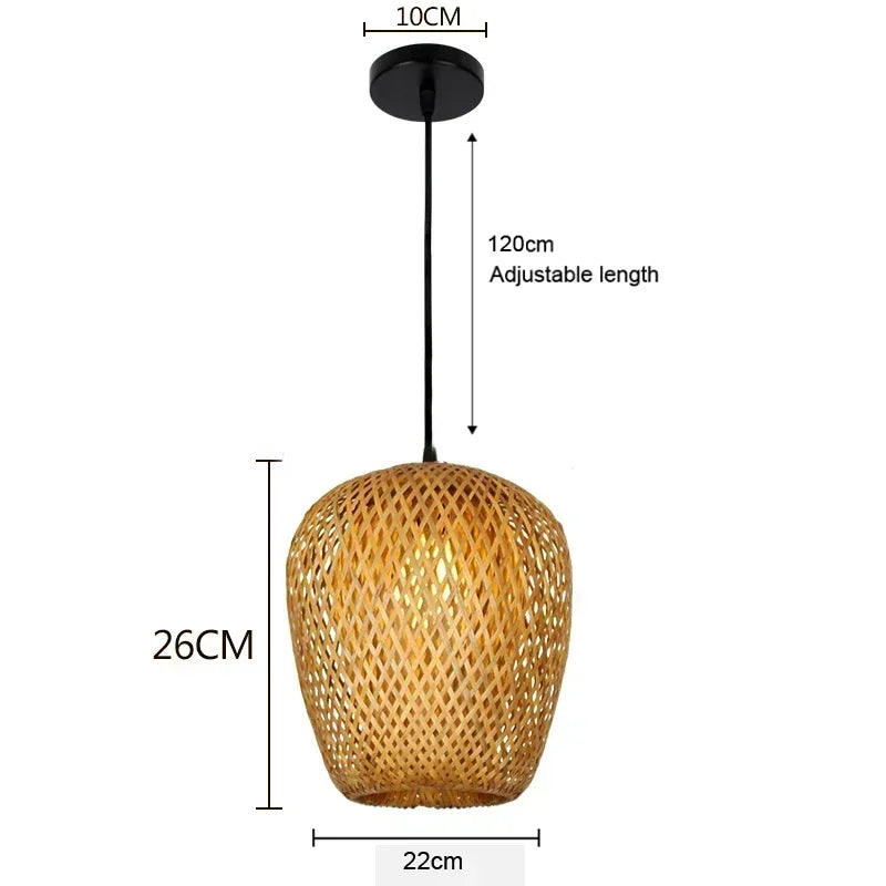 2025 Newest Bamboo Pendant Lamps Ceiling Lights Rattan Wicker Lustre Hand Knit Braiding Suspended Home Dining Braided Decor