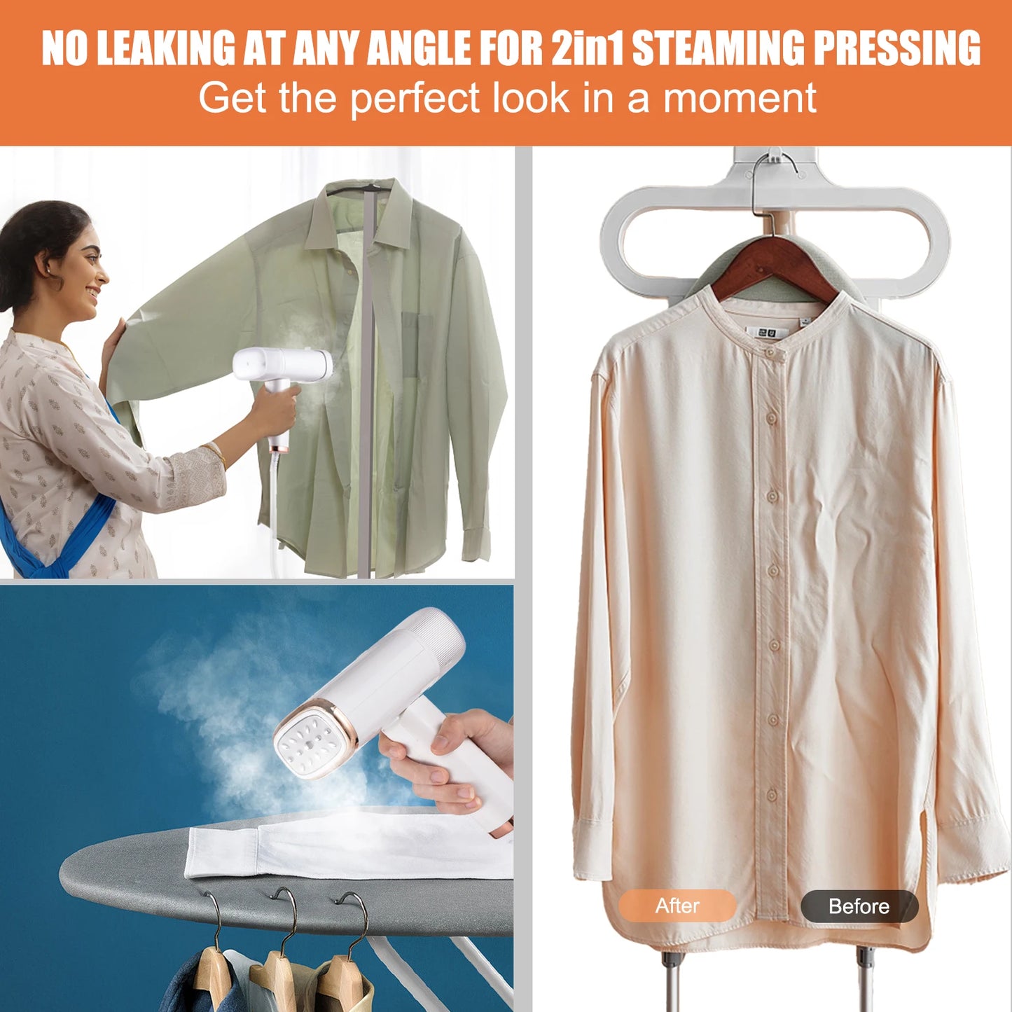 NEW 1000W Powerful Foldable Handheld Iron Garment Steamer for Clothes and Fabrics 120ml Large Capacity Water Tank 20s Fast Heating Outdoor Travel Hotels Clothes Ironing Accessories