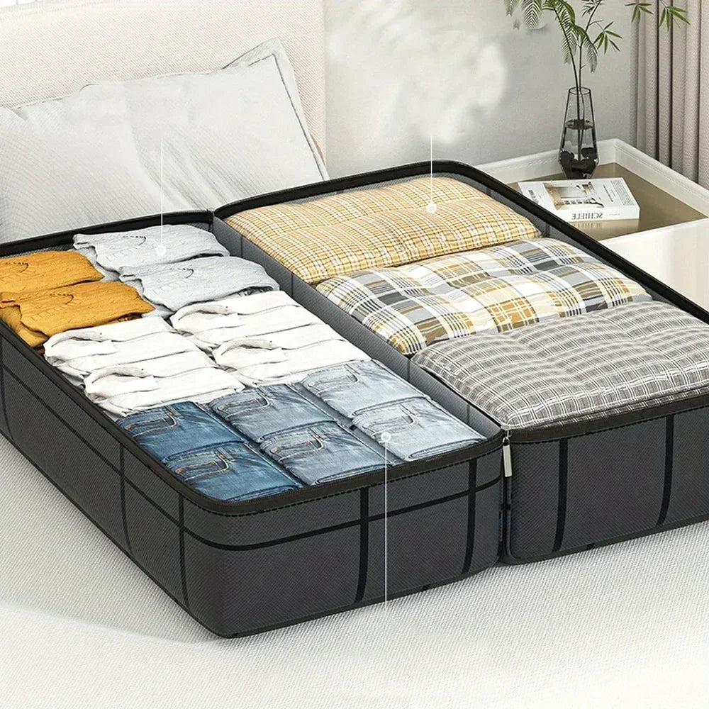 3 PCS Set Large Capacity Outdoor Moving Travel Packing Hand-Held Clothes Storage Organizer Bag Foldable Dust-Proof Non-Woven Fabric Packing Bags Bedroom Wardrobe Organizer Sets