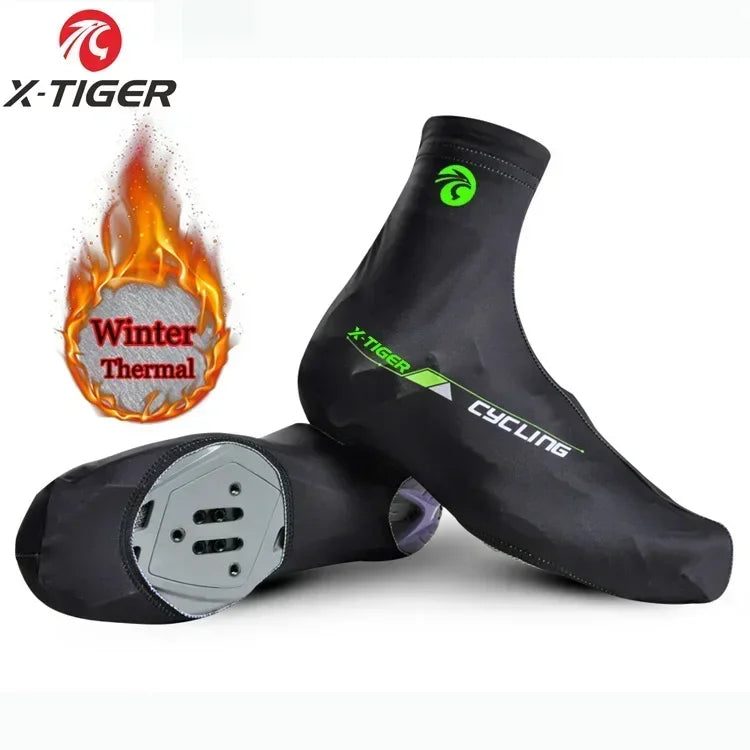 Original X-TIGER Cycling Sport Shoe Cover Winter Boot Covers Warm Thermal Windproof Overshoes MTB Bicycle Riding Racing Shoes Protector Women Men Sports Apparel Accessories