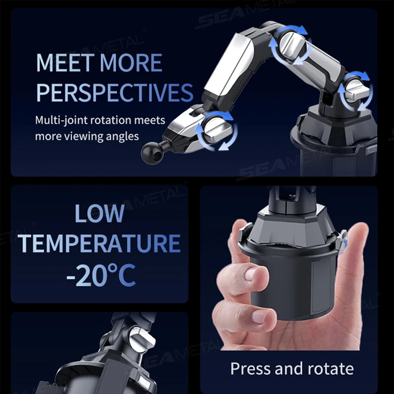 NEW  Car Tablet  Phone Mount on Cup Holder 6.5-9.5CM Adjustable Base Tablet/Phone Holder 360-Degree Flexible Rotation Phone Stand