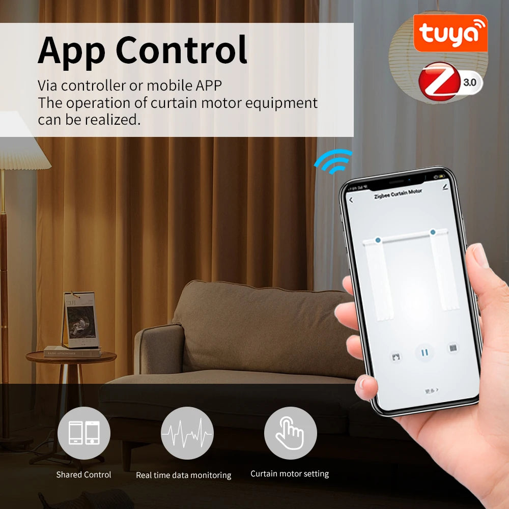 Generation 3 Shorter TUYA life WiFi/ZIGBEE Smart Electric Curtain Motor Intelligent Support Voice Control Alexa Google Assistant
