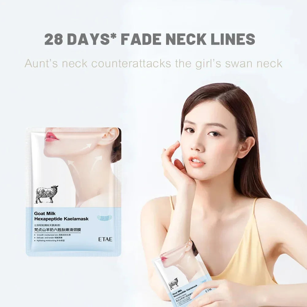 2-20 PCS Set Goat Milk Six Peptides Neck Mask Collagen Firming Necks Skin Care Mask Beauty Moisturizing Lift Firming Neck Skin Care Mask