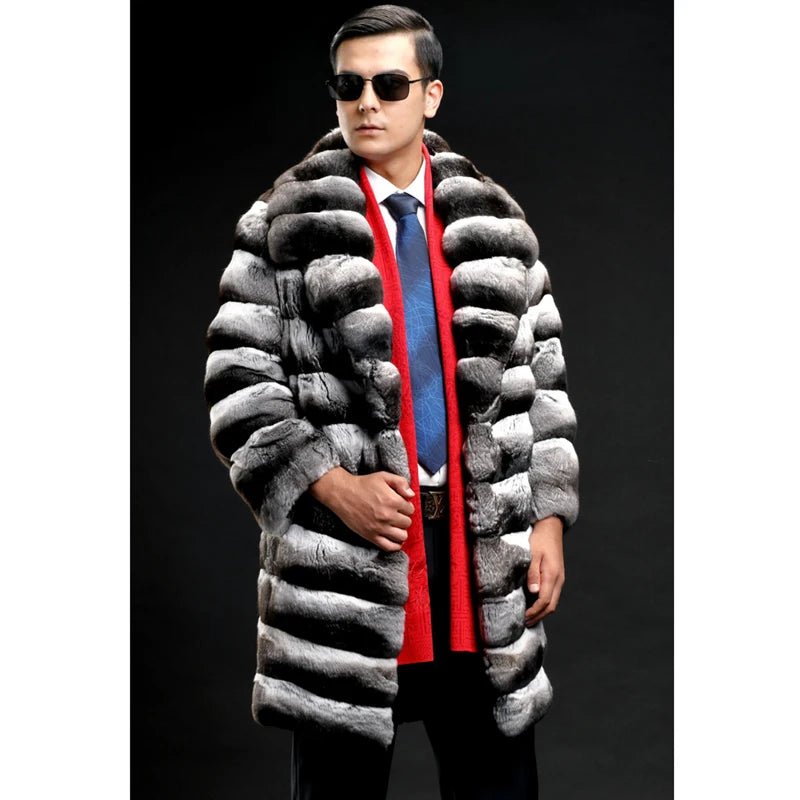 NEW Arrivals S-6XL Plus Size Men's Luxury Fur Coat Faux Mink Fur Coat Mid-Length Male Winter Clothes Zebra Fashion Formal Apparel