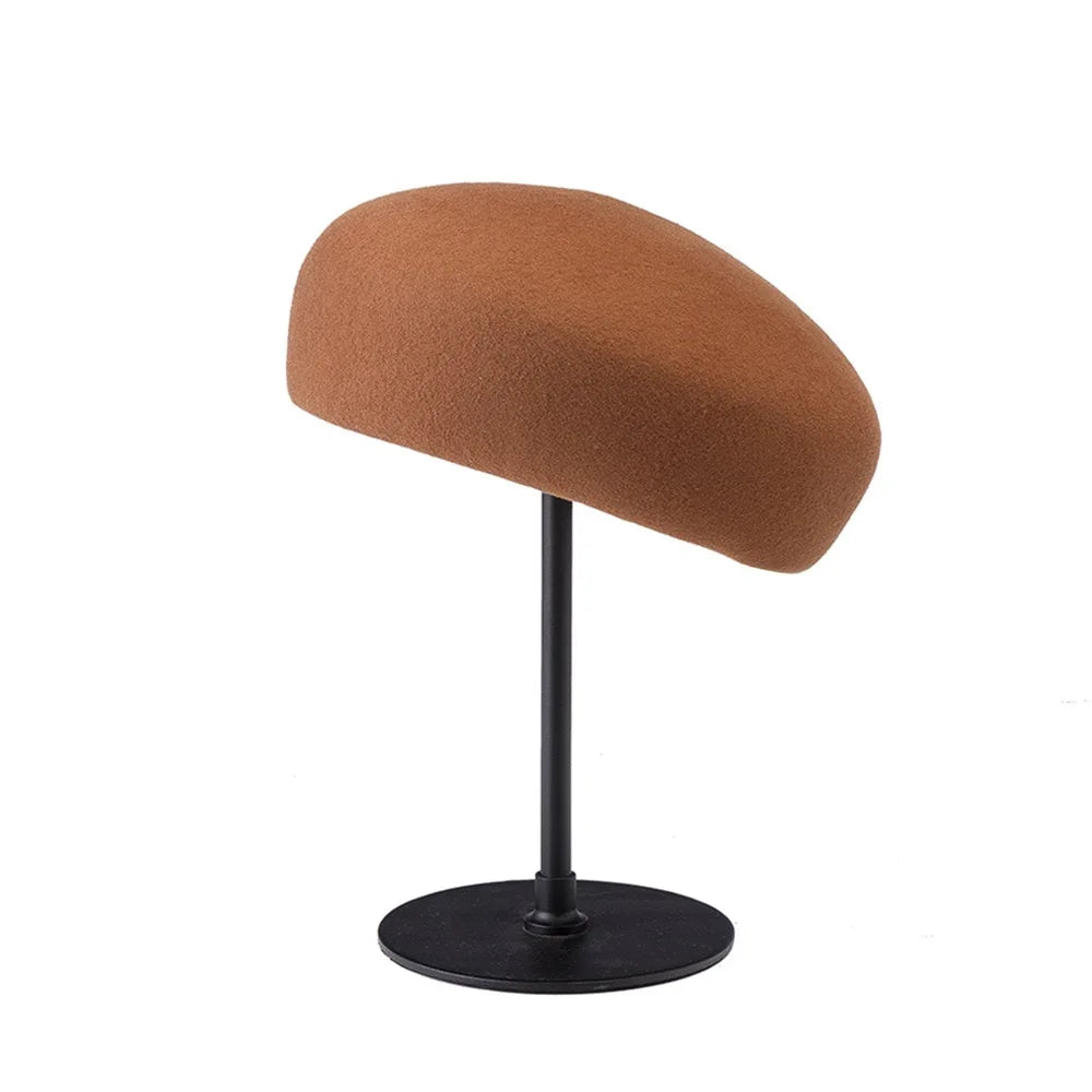 12 Colors Uzbekistan Retro Flight Attendant Ball Hat Women's 100% Wool Felt Beret Party Charming Hat Wedding Cocktail Party Medicine Box Hat