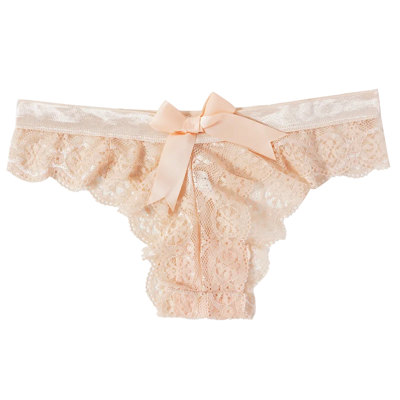 NEW Arrivals M-XL 7 Colors Sexy Lace Thong Women Bow Low Waist Panties Transparent Underwear Ladies Hollow Out Lingerie G-String Women Sexy Underwear