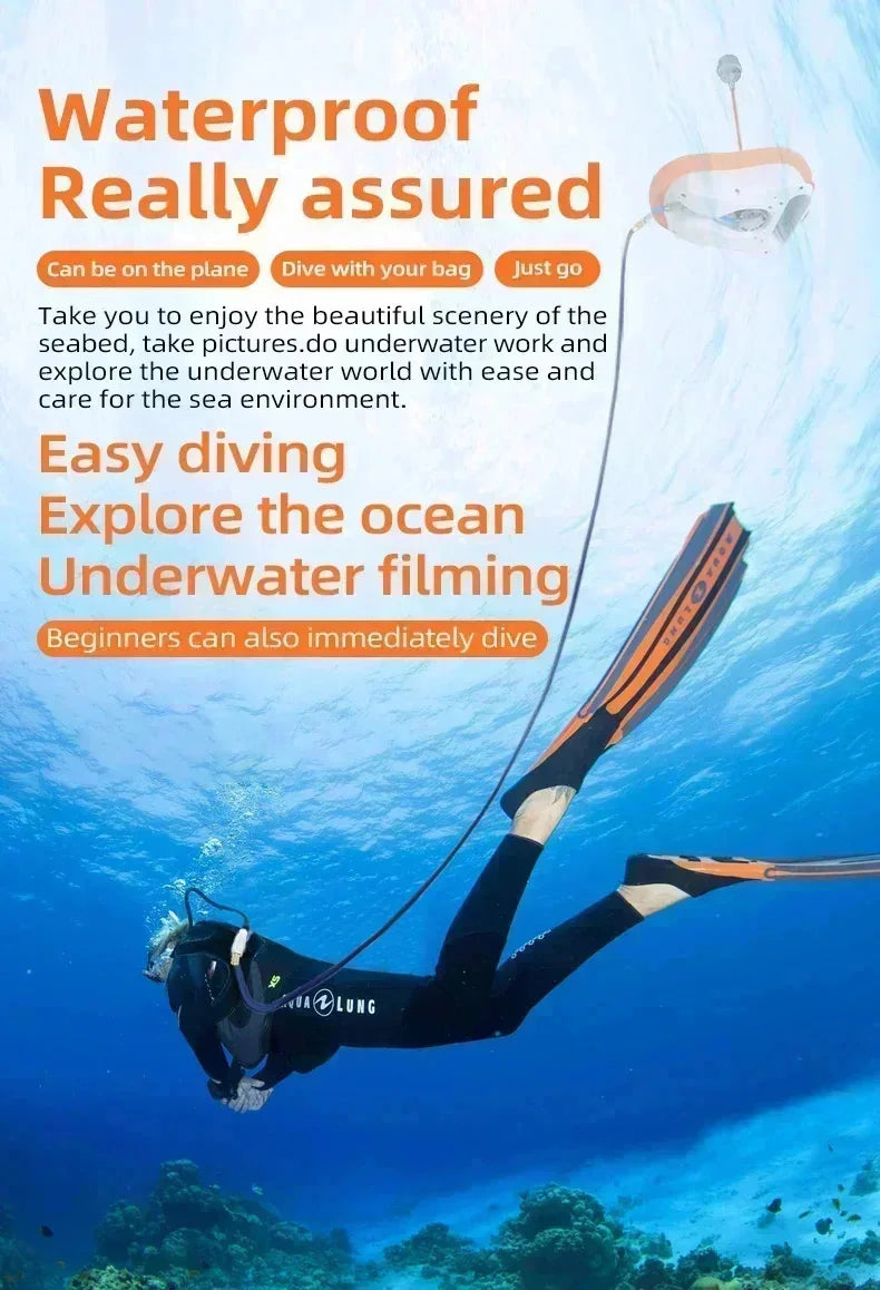 8700mAh 7M Electric Diving Breathing Apparatus Underwater Breathing Submersible Pump Snorkeling Scuba Diving Breathing Tube Equipment