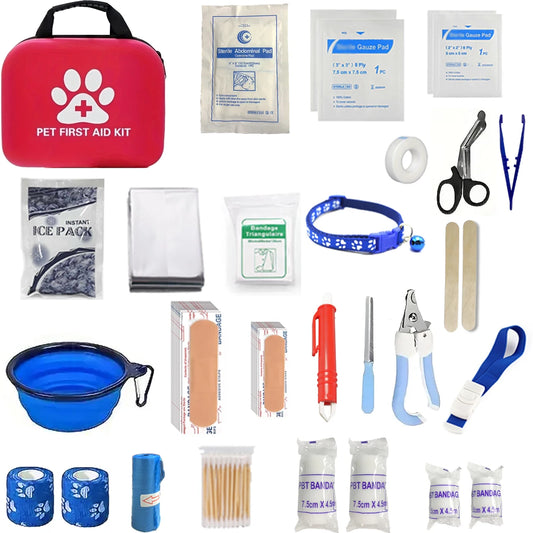 Dog and Cat Travel First Aid Kit: Emergency Supplies and Pet First Aid Manuals for Hiking, Camping, Backpacking and Hunting.