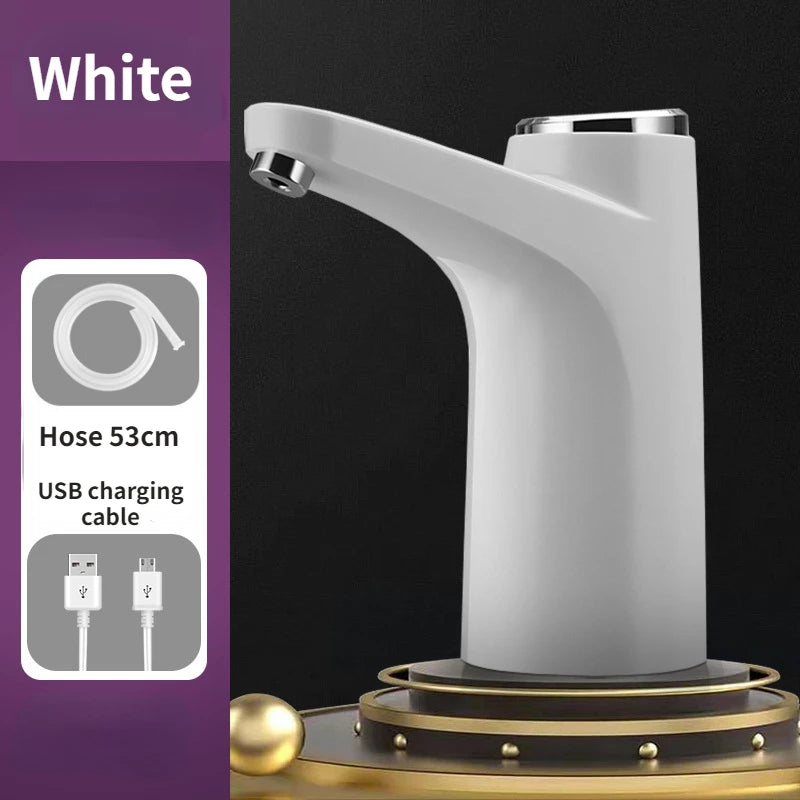 3 PCS Set Automatic Water Dispenser + Base Gray/Green/White Color Electric Water Pump Button Control USB Charge Portable for Kitchen Office Outdoor Drink Dispenser Home Office Watering Supplies