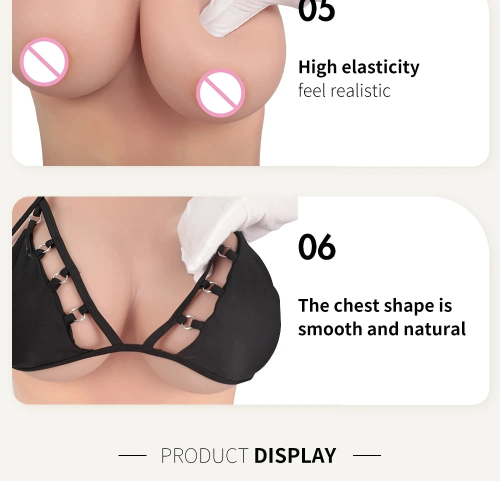 3 Colors Realistic Medical Silicone Gel /Cotton Filling Full Body Suit Silicone Breast Forms Crossdressing Drag Queen Cosplay Silicone Chest Male to Female Vagina