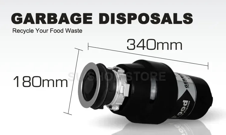 German 1000W Motor Technology 1 Horsepower Deluxe Continuous Feed Disposal Food Waste Disposer + Air Switch