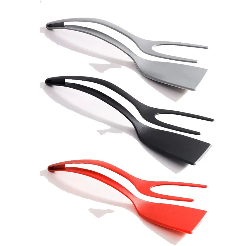 3 PCS Set Egg Flipper Spatula 2 in 1 Grip and Flip Spatula Tongs Silicone Egg Flipper Tool Fish French Toast Tongs Non-Stick Cooking Accessories Kitchenware Tools