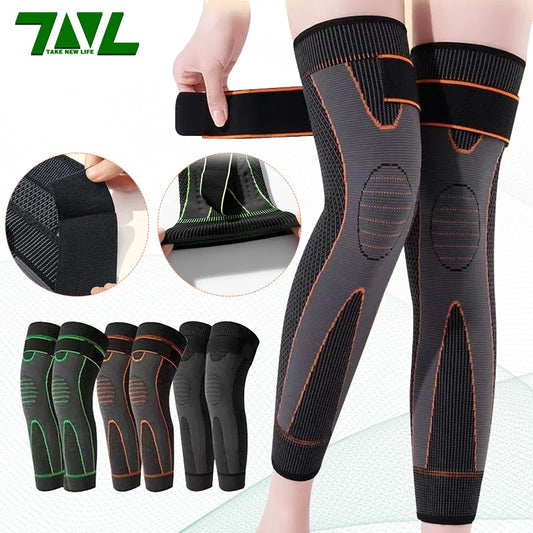 1 Pair Lengthen Fitness Knee Support Braces Bandage Elastic Nylon Sport Compression Knee Pads for Basketball Volleyball Running Knees Warm Braces Sports Accessories Supplies