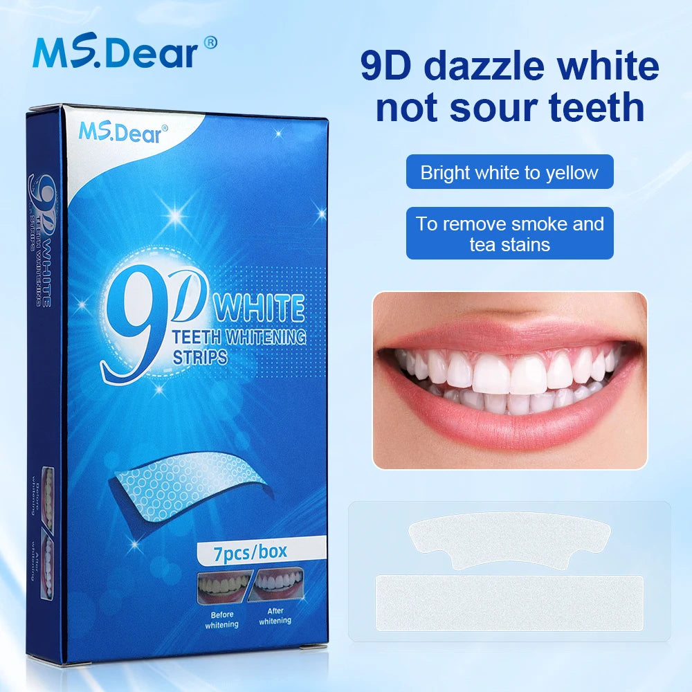 28-37-70 Pairs Set 9D Gel Teeth Whitening Strip White Tooth Dental Kit Oral Hygiene Care Strip False Teeth Veneers Whitening Gel Mint Scented Fresh Breath and Charming Smile