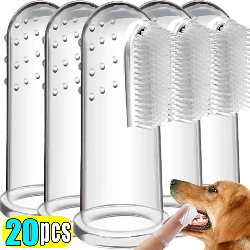 NEW Arrivals 20PCS Set Pet Finger Soft Silicone Toothbrush Teeth Cleaning Bad Breath Silicone Tooth Brush Tools Dog Cat Pet Cleaning Supplies