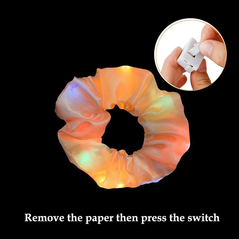 1/10/20 PCS Set LED Luminous Earrings Scrunchies Glowing Hairband Girl Light Up Hair Scrunchy Rave Festival Party Night Clubwear Headwear Supplies Hair Accessories