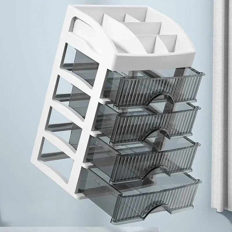 NEW Arrivals 2-3-4 Layers Large Capacity Transparent Make-Up Storage Box Multi-Layer Multi-Functional Desktop Organizer, Drawer Jewelry Makeup Storage Box Women Cosmetic Supplies