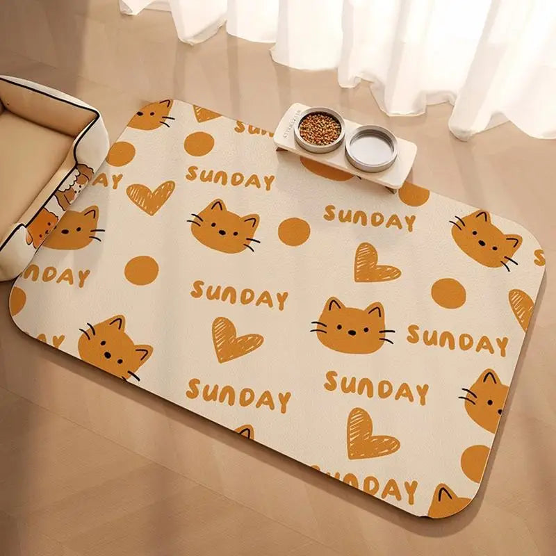 Pet Supplies Mat Domestic Cat Dog Feeding Mat Pet Placemat For Food Water Bowl With Waterproof Quick-Drying Floor Mat Pet Supplies