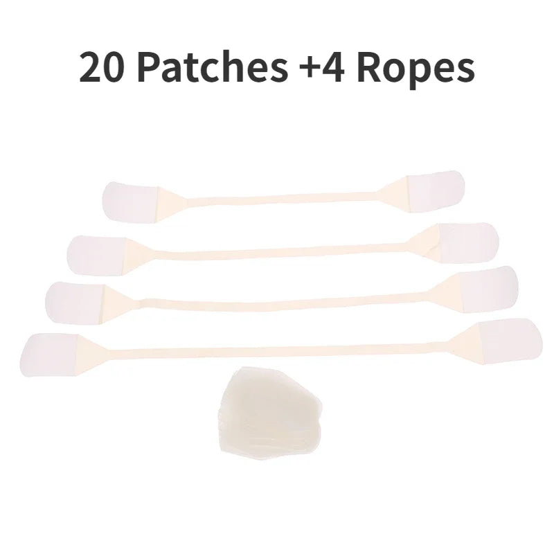 NEW 20PCS + 4 Ropes Set Black/Beige Color Face Stickers Neck Eye Lifter Sticker Wrinkles Removal Anti Aging Patch  Face Lift Tape Invisible Facial Slimming Tape Wrinkle Removal Sticker Women Beauty Salon Supplies