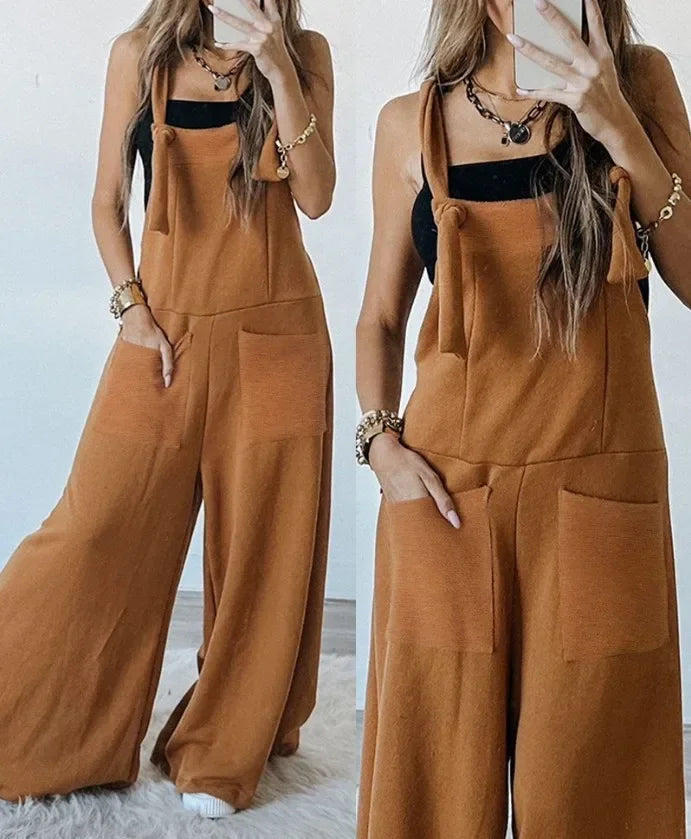 UK Size 6 Colors Jumpsuit Women Summer Fashion Contrast Paneled Wide Leg Casual Square Collar Sleeveless Daily Suspender Jumpsuit Streetwear Girls Casual Fashion Clothing Products