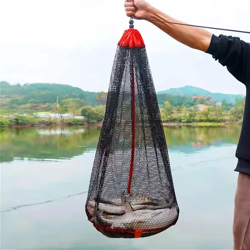 Fishing Mesh Bag Folding Fishing Gear Thickening Small Grid Nets Live Fish Nets Bag Bundle Mouth Net Bag Fishing Supplies