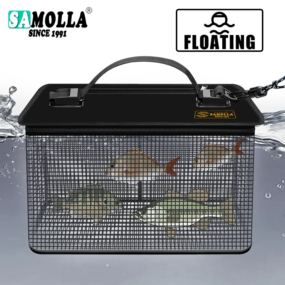 Small  Large Capacity Professional Fishing Protection Live Fish Bucket Box Portable Quick Drying  Bucket Outdoor Fishing Gear Collapsible Fishing Net Cage