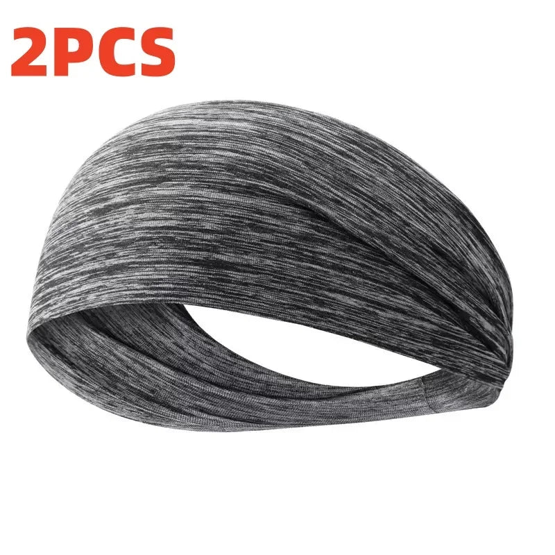 5 PCS Set Women/Men Sports Headband Outdoor Running Fitness Sweatband Elastic Absorbent Sweat Cycling Jog Tennis Yoga Gym Head Band Hair Bandage Sports Accessories