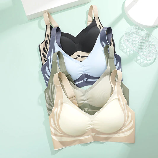 NEW Arrivals M-2XL 4 Colors  Super Gather Wireless Push-Up Bra Women Gathered Up Soft Support Adjustable Underwear Anti-Sagging Seamless Lift-Up Bra Ladies Luxury Underwear