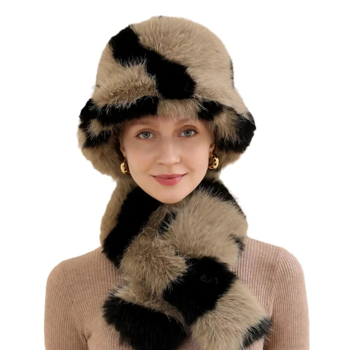 NEW Luxurious Imitation Mink Fur Flat Roof  Autumn Winter Warm Snow Clothes Bucket Hat Ball Plush Fisherman Hat Soft Warm Thick Basin Bucket Hats Female Ladies Luxury Fashion Clothing Accessories Products