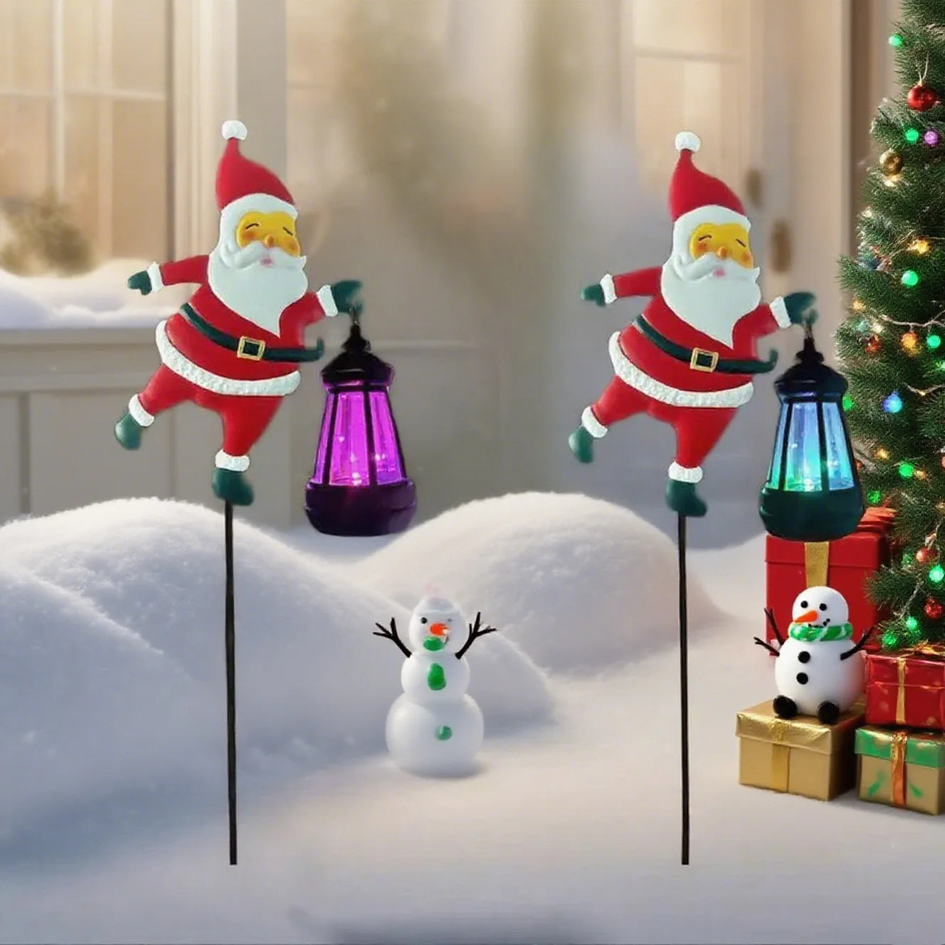 1pcs Christmas Solar Kettle Lights Garden Lawn Decorative Santa Claus Kettle Ground Lamp Solar LED Night Lights Outdoor Decor