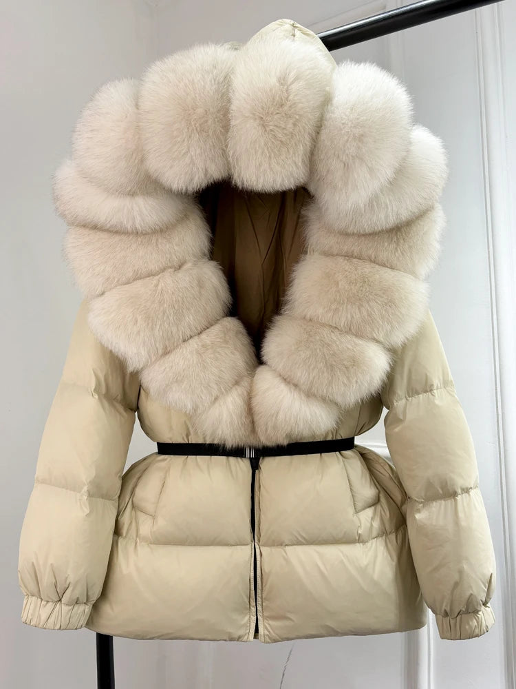 NEW Arrivals UK S-XL Size 11 Colors Winter Puffer Jacket Women 100% Real Fox Fur Hooded Thick Warm 90% White Duck Down Coat Female Parkas Waterproof Mini Coat