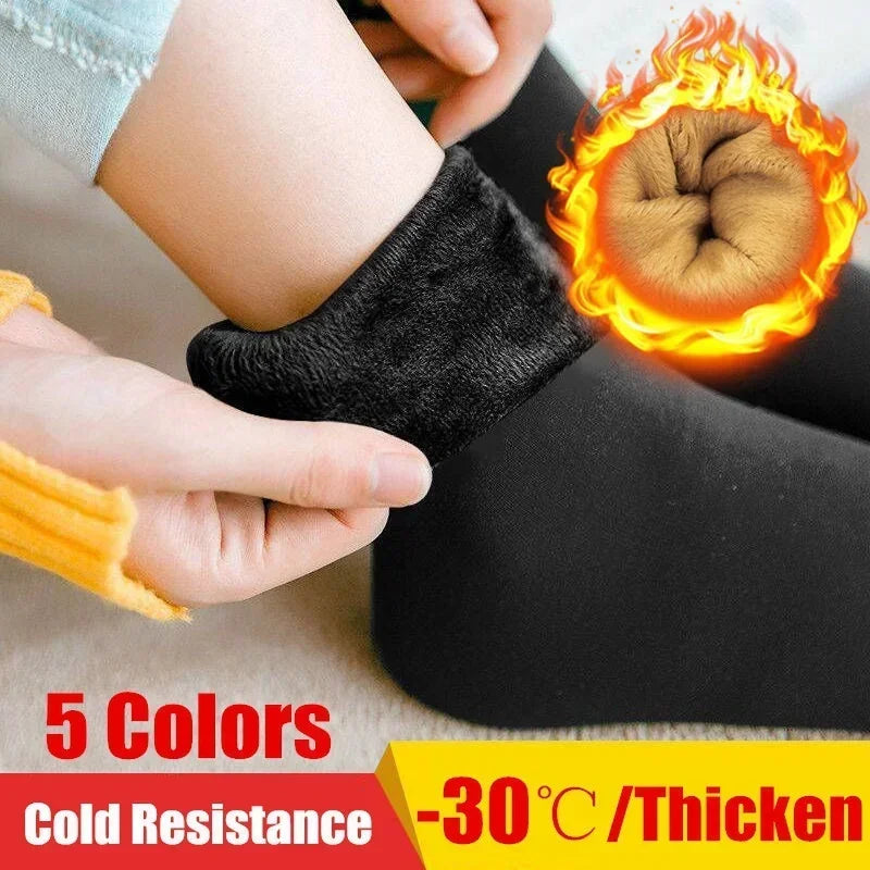 5 Pairs Black Set New Women Winter Thicken Warm Short Socks Thermal Cashmere Wool Socks Nylon Snow Velvet Boots Home Floor Calces