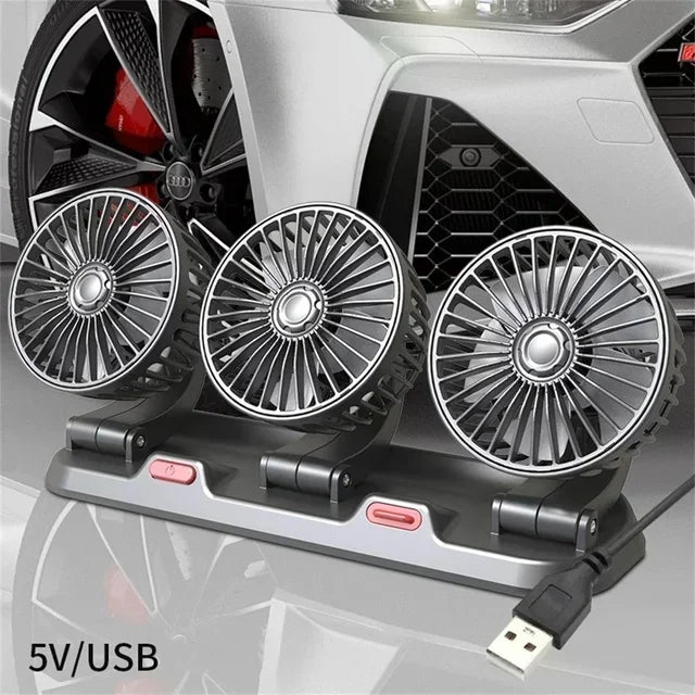 2/3 Heads Set 5V 12V 24V Car Cooling Fan 360° Adjustable Dual Head Air Fan USB 2Speeds Automotive Electric Fan For Dashboard RV Truck Vehicle Air Cooling Supplies Sets