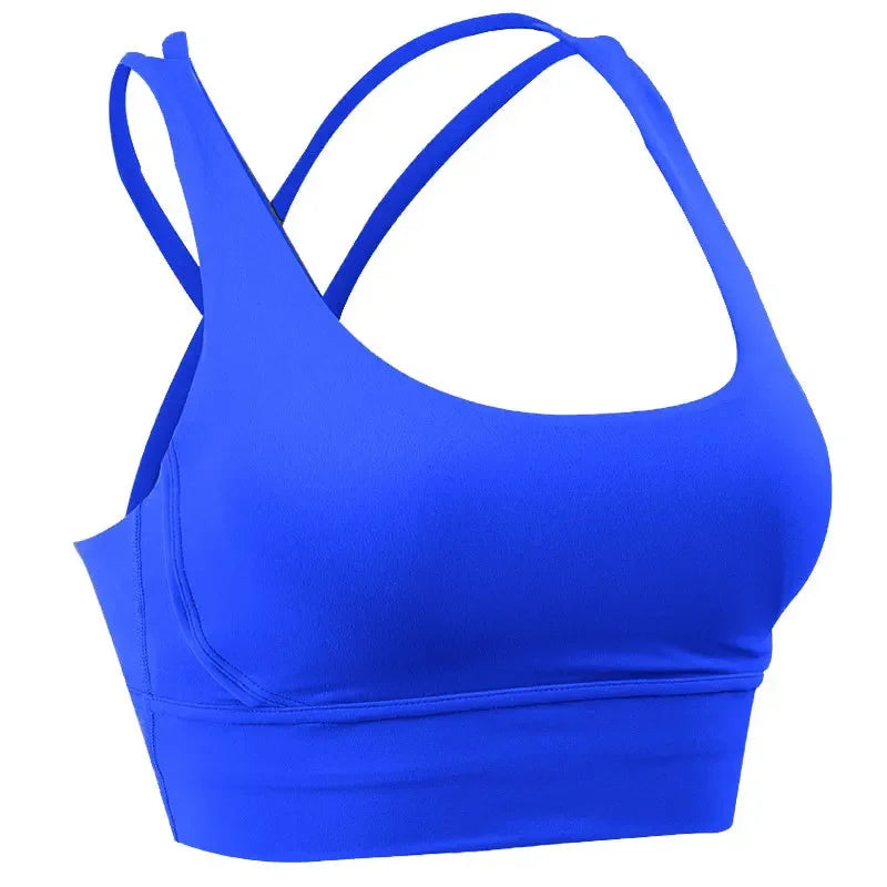 14 Colors S-XL New Push Up Sports Bra Yoga Vest  Cross Back Fitness Sexy Padded Top Gym Shock Absorbing Running Breathable Crop Top Sportswear