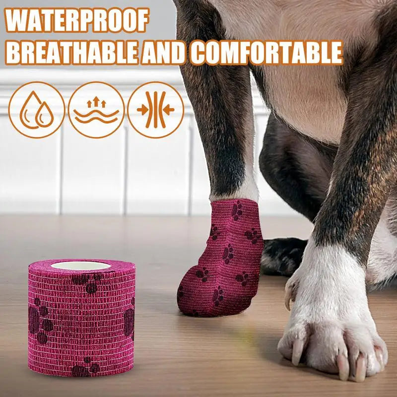 Large Self Adhesive Bandage Wrap Breathable Dog Bandage Shoes Vet Pet Wrap Dog Cohesive Bandage Multifunctional Pet Wound Care Bandage