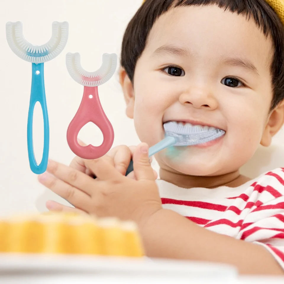 2 PCS Set Baby Toothbrush Children 360 Degree U-Shaped Child Toothbrush Teethers Baby Brush Silicone Kids Teeth Oral Care Cleaning Tools