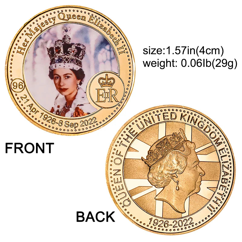 1926-2022 Queen Elizabeth II Commemorative Coin Set 8 Designs in Coin Holder UK Royal Family Challenge Coin Collectible Gift