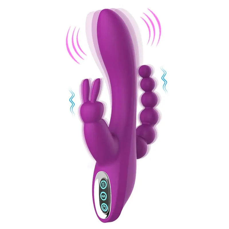 Adult 3 In 1 Rabbit Vibrators For Woman Dildo Clitoris Massage Anal Beads Sex Toys G-Spot Stimulator Female Masturbator Adults 18+