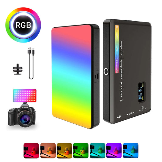 NEW Arrivals RGB LED Video Light Photography Fill Camera Lighting Panel CRI95+ 2500-9000K LCD Display Cold Shoe For Vlog Live Streaming DSLR