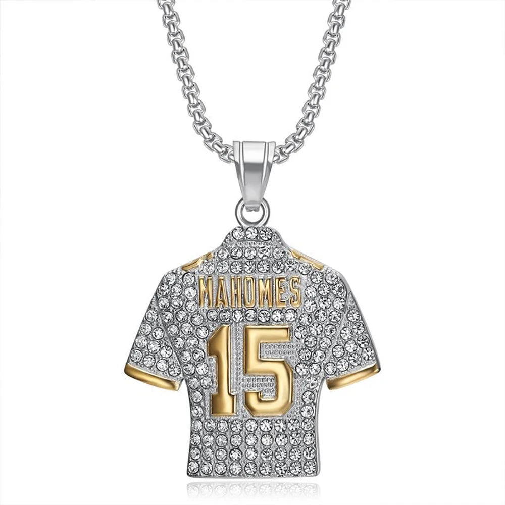 Fashion Football Jersey Messi Cristiano Ronaldo Neymar Mbappé Harland Rhinestone Necklaces + 60cm Gold Chain Men Stainless Steel Soccer Fans Hip Hop Jewelry Accessories