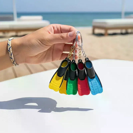 Realistic Diving Flipper Keychain Soft Silicone Key Ring Lightweight Decor Accessory for Diving Lovers Bag Car Key Water Sports Gifts