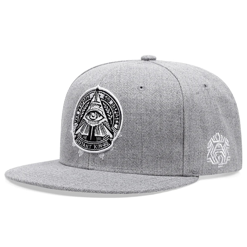 New Illuminati Eye of God Flat Edge Hat Mesh Hat Fashion Men's Street HipHop Hat Women's Outdoor Decoration Sunscreen Hat Baseball Hat Caps